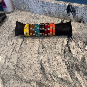 Rustic Cuff Multicolor Leather Bracelet Set